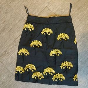 Black Anthro Floreat Embroidered Flower Skirt